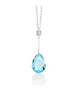 Catenina girocollo Miluna con Topazio azzurro e Diamante Naturale 0.09ct in oro bianco CLD3929X