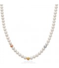 Collana perle filo di perla con applicazioni in oro giallo rosa bianco Miluna PCL5631V