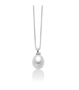 Collana girocollo catenina veneziana Oro bianco con perla Miluna e Diamanti PCL3932VX