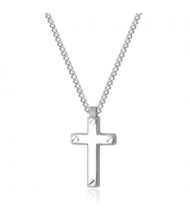 Collana catena grumetta in acciaio 316L con pendente a forma di croce S'agapõ SPD05