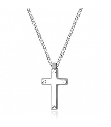 Collana catena grumetta in acciaio 316L con pendente a forma di croce S'agapõ SPD05