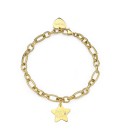 Bracciale in acciaio 316L dorato con pendente a forma di stelle SBY023