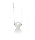 Collana girocollo catenina Oro bianco con perla passante giroperla Miluna PCL5713BX