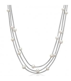 Collana monofilo in argento con perle bianche Miluna PCL5623