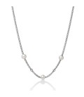 Collana con maglia coreana in argento con tre perle Miluna PCL5800