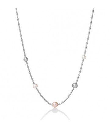 Collana monofilo in argento con perle bianche Miluna PCL5623