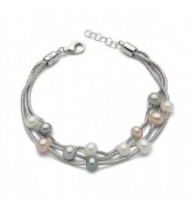 Bracciale multifilo in argento con perle Miluna PBR2833