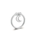 Anello regolabile in acciaio con sfere e pendente a forma di luna S'agapõ SFE33