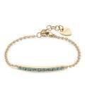 Bracciale donna acciaio PVD oro 14 KT sfere palline acciaio con targa cristalli S'agapõ SDZ18