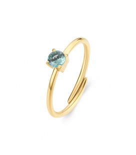 Anello solitario acciaio dorato zircone  S'agapõ SDZ37