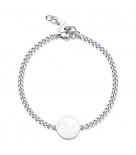 Bracciale in acciaio centrale Ying e Yang inciso S'agapõ SRB14