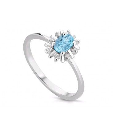 Anello Lucciole Acquamarina e diamanti  ANHELIOS/1A oro 18 KT