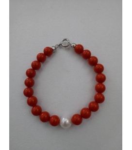 Bracciale corallo e perla BC1