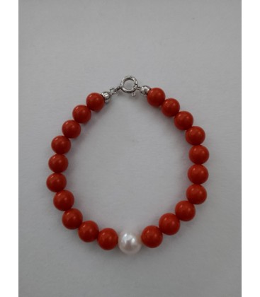 Bracciale corallo e perla BC1